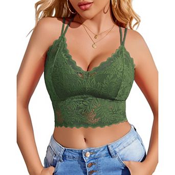 Avidlove Lace Tank Tops for Women Racerback Bralette V Neck Camisole Double Line Cute Comfy