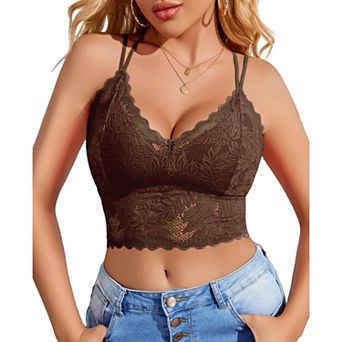 Avidlove Lace Tank Tops for Women Racerback Bralette V Neck Camisole Double Line Cute Comfy