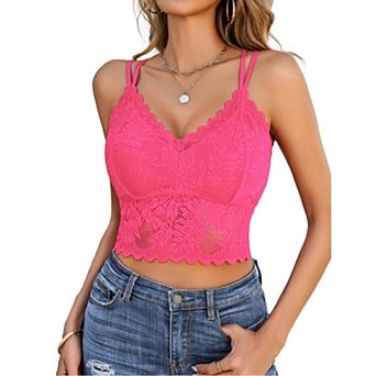 Avidlove Lace Tank Tops for Women Racerback Bralette V Neck Camisole Double Line Cute Comfy