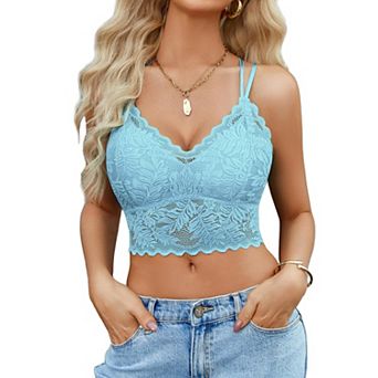 Avidlove Lace Tank Tops for Women Racerback Bralette V Neck Camisole Double Line Cute Comfy