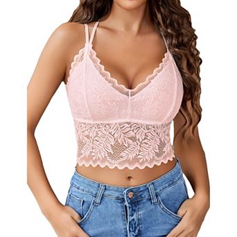 Avidlove Lace Tank Tops for Women Racerback Bralette V Neck Camisole Double Line Cute Comfy