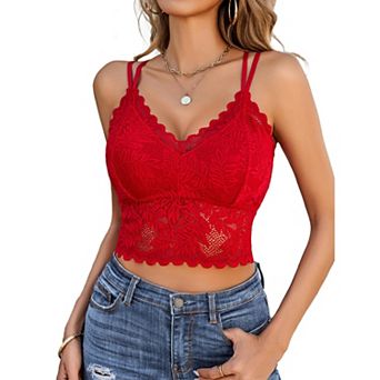 Avidlove Lace Tank Tops for Women Racerback Bralette V Neck Camisole Double Line Cute Comfy