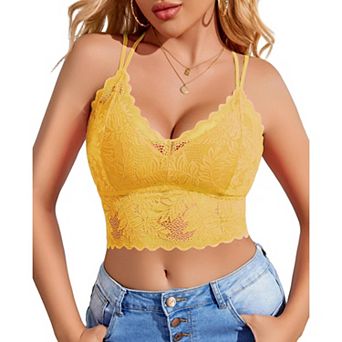 Avidlove Lace Tank Tops for Women Racerback Bralette V Neck Camisole Double Line Cute Comfy
