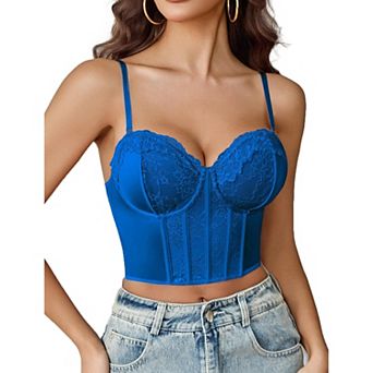 Avidlove Bustier Tops for Women Lace V Neck Corset with Underwired Concert Crop Top