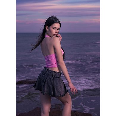 Avidlove Halter Tops for Women Double Lined Ribbed Crop Tank Top Backless Going Out Cami Slim