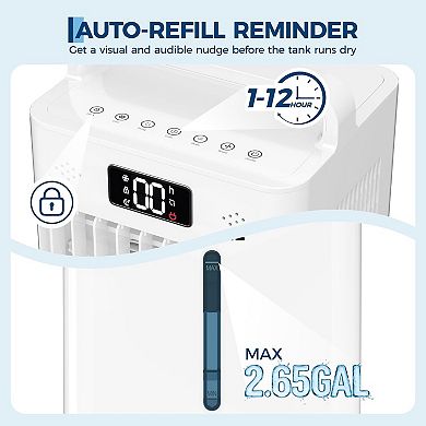 Portable Evaporative Air Cooler, 2.6Gal Touch Screen Cooler Fan with Remote Control