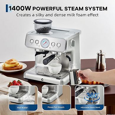 Espresso Machine With Built In Grinder 20 Bar Pressure and 2.8L Removable Water Tank