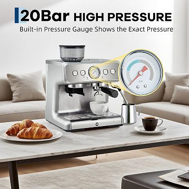 Espresso Machine With Built In Grinder 20 Bar Pressure and 2.8L Removable Water Tank
