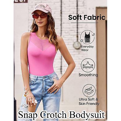 Avidlove Shapewear Bodysuit for Women Basic Body Suits Sleeveless Crew Neck Bodysuits Tops