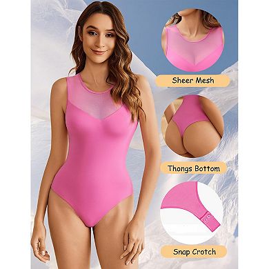 Avidlove Shapewear Bodysuit for Women Basic Body Suits Sleeveless Crew Neck Bodysuits Tops