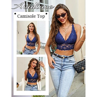 Avidlove Bralettes for Women Lace Wireless Bra Adjustable Strap Racerback Camisole Crop Top