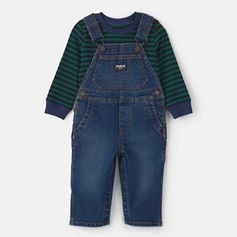 Boys OshKosh B'gosh® 2 pc Striped Long Sleeve Top & Denim Overall Set