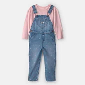 Toddler Girls OshKosh B'gosh® 2 pc Heart Overall & Long Sleeve Top Set