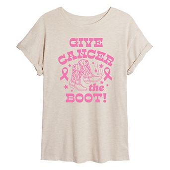 Juniors' “Give Cancer the Boot!” Breast Cancer Awareness Oversized Tee