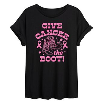 Juniors' “Give Cancer the Boot!” Breast Cancer Awareness Oversized Tee