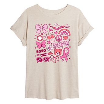 Juniors' Breast Cancer Awareness Oversized Tee