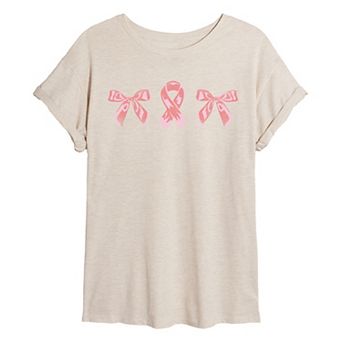 Juniors' Breast Cancer Awareness Oversized Tee