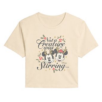Juniors' Disney's Mickey & Minnie Mouse Cropped Tee