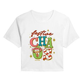 Juniors' Disney / Pixar's Inside Out 2 Festive Chaos Cropped Tee