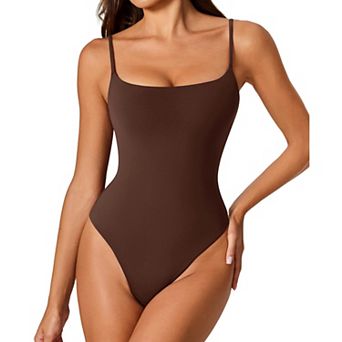 Avidlove Bodysuits for Women Square Neck Bodysuit Sleeveless Body Suit Thong Body Suits Caim