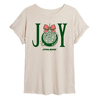 Juniors' Star Wars Joy Death Star Oversized Tee