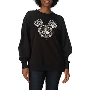 Women's Disney's Mickey Mouse Christmas Oversized Fleece Crew Sweatshirt