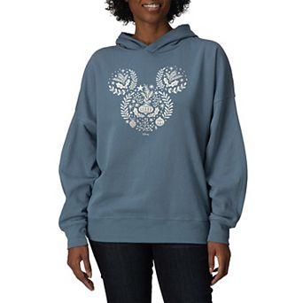 Women's Disney Mickey Mouse Scandinavian Christmas Silhouette Oversized Fleece Hoodie Sweatshirt