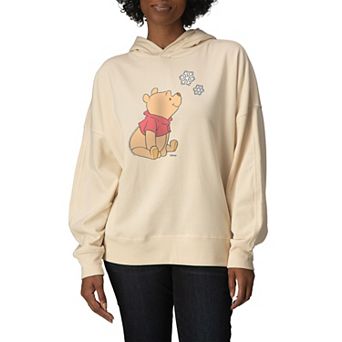Women's Disney's Winnie The Pooh Snowflakes Oversized Fleece Hoodie Sweatshirt