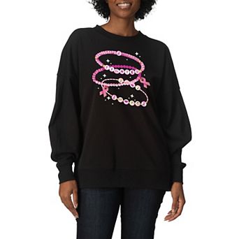Women's Breast Cancer Awareness Oversized Fleece Crew Sweatshirt