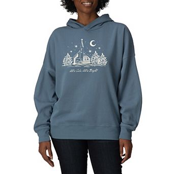 Women's “All Is Calm, All Is Bright” Church Christmas Night Oversized Fleece Hoodie Sweatshirt