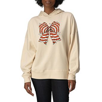 Women's Candy Stripe Bow Oversized Fleece Hoodie Sweatshirt