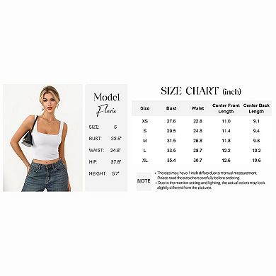 Avidlove Crop Top for Woman Square Neck Tank Double Lined Going Out Slimming Fitted Basic Summer