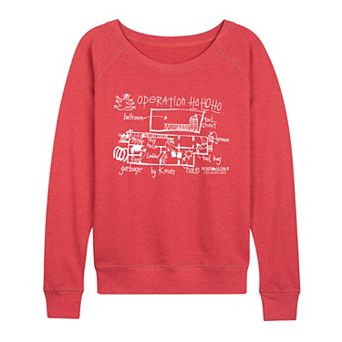 Women's Home Alone Operation HO HO HO Schematic French Terry Long Sleeve Tee