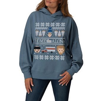 Women's Home Alone Ugly Christmas Oversized Fleece Hoodie Sweatshirt