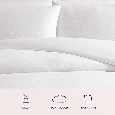 Laura Ashley Crinkle 3-Piece Duvet Cover Set with Shams