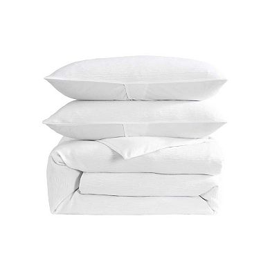 Laura Ashley Crinkle 3-Piece Duvet Cover Set with Shams