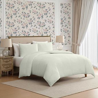 Laura Ashley Crinkle 3 pc Duvet Cover Set with Shams