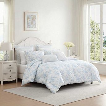 Laura Ashley Annalise Floral Comforter Set with Coordinating Throw Pillows