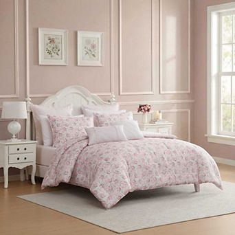 Laura Ashley Pamelas Posies Comforter Set with Coordinating Throw Pillows
