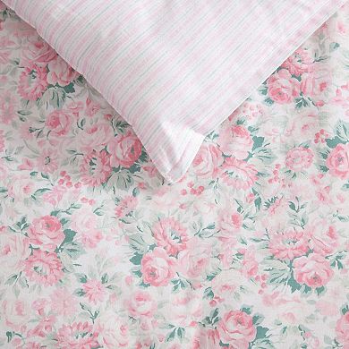 Laura Ashley Pamelas Posies Comforter Set with Coordinating Throw Pillows