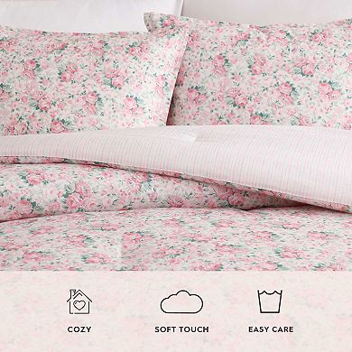 Laura Ashley Pamelas Posies Comforter Set with Coordinating Throw Pillows