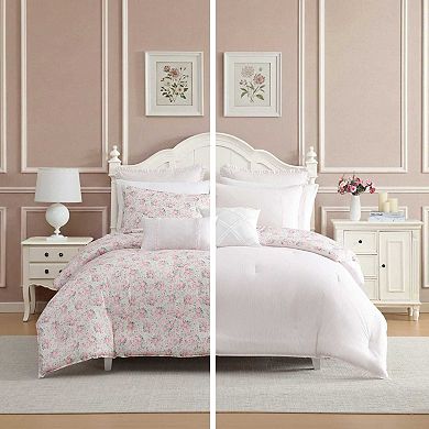 Laura Ashley Pamelas Posies Comforter Set with Coordinating Throw Pillows