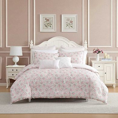Laura Ashley Pamelas Posies Comforter Set with Coordinating Throw Pillows