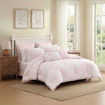 Laura Ashley Natalie Comforter Set with Coordinating Throw Pillows