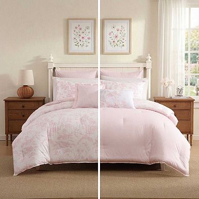 Laura Ashley Natalie Comforter Set with Coordinating Throw Pillows