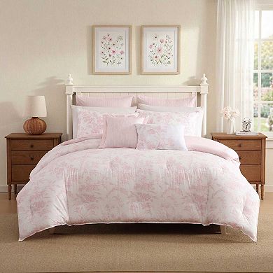 Laura Ashley Natalie Comforter Set with Coordinating Throw Pillows