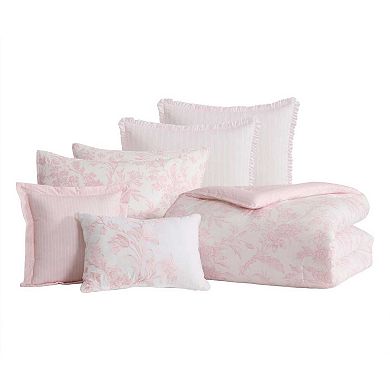 Laura Ashley Natalie Comforter Set with Coordinating Throw Pillows