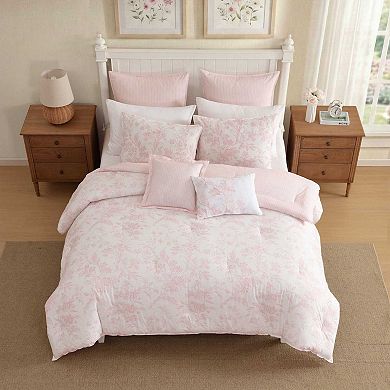 Laura Ashley Natalie Comforter Set with Coordinating Throw Pillows