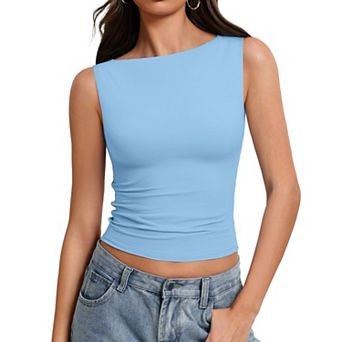 Avidlove Boat Neck Tops for Women Seamless Double Lined Tank Top Cute Basic Fitted Summer Going Out
