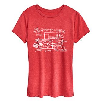 Women's Home Alone Operation HO HO HO Schematic Graphic Tee
